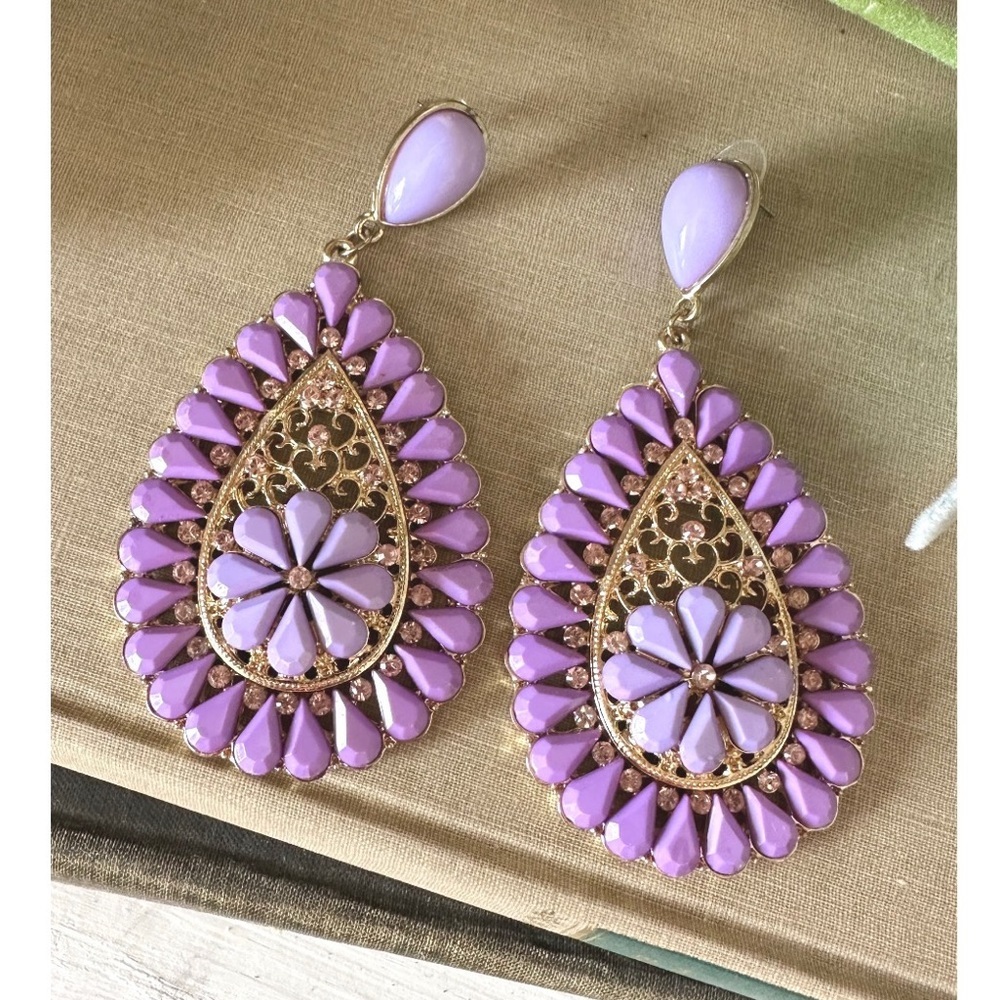 Purple teardrop earrings